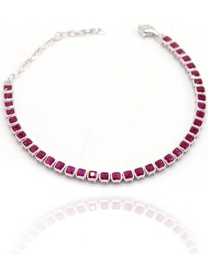 Midyat Nurtaş Gümüş Su Yolu Model Yakut Taşlı 925 Ayar Gümüş Kadın Bileklik 201024750