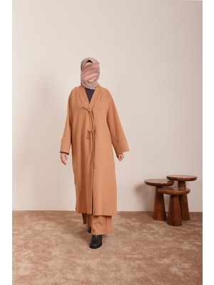 Ande Tesettür Kışlık Kimono Takım - Vizon
