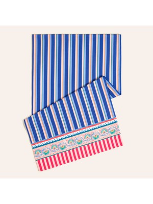 Zsa Zsa Zsu Nilüfer Dijital Baskılı Pamuk Runner 50x180 Cm Mavi