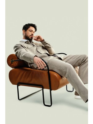 AVVA Erkek Gri Beli Lastikli %100 Keten Relaxed Fit Pantolon B003032