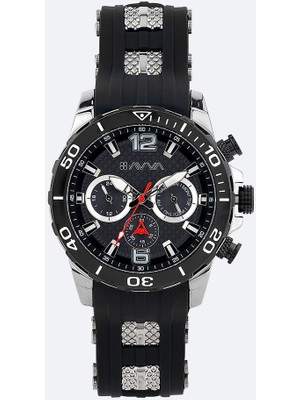 AVVA Erkek Siyah - Gümüş Hediye Kutulu Silikon Kordonlu Kol Saati B009033