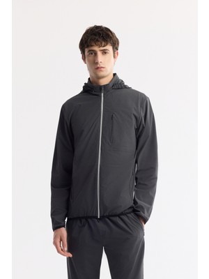 Avva Erkek Antrasit Kapüşonlu Su İtici Bi-Stretch Teknik Kumaş Comfort Fit Mont  A51Y6052