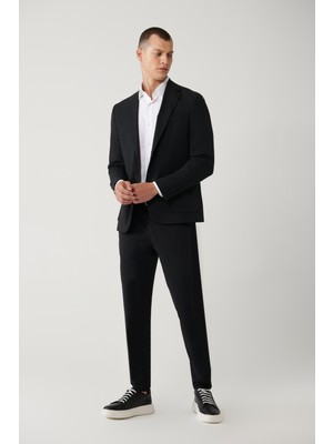 Avva Erkek Siyah Yandan Cepli Su İtici Bi-Stretch Slim Fit Pantolon A41Y3230