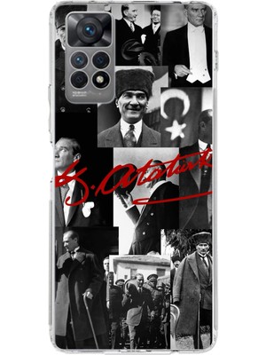 TechTree Redmi Note 12 Pro 4g Uyumlu Kırmızı Mustafa Kemal Atatürk Imza Baskılı Silikon Kılıf