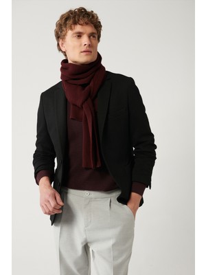 Avva Erkek Siyah Mono Yaka Çift Yırtmaçlı Astarsız Örme Blazer Comfort Slim Fit Ceket B004001