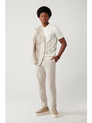 AVVA Erkek Bej Yandan Cepli Esnek Kumaşlı Gofreli Pamuklu Lightweight Relaxed Fit Pantolon A41Y3202