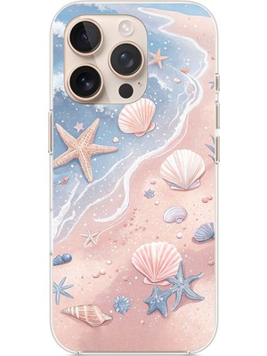 TechTree iPhone 16 Pro Max Uyumlu Sahil Deniz Kabuğu Baskılı Silikon Kılıf