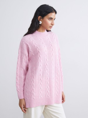 Lc Waikiki Yeni Sezon Dik Yaka Kendinden Desenli Kadın Triko Tunik