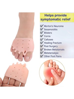 Mawrond Yumuşak Silikon,morton Nörama ve Metatarsal Destekli,rahatlatıcı, Parmak Duruş Düzeltici( 1 Çift/ Sağ+Sol Ayak)