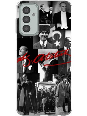 TechTree Samsung Galaxy M13 - M23 Uyumlu Kırmızı Mustafa Kemal Atatürk Imza Baskılı Silikon Kılıf