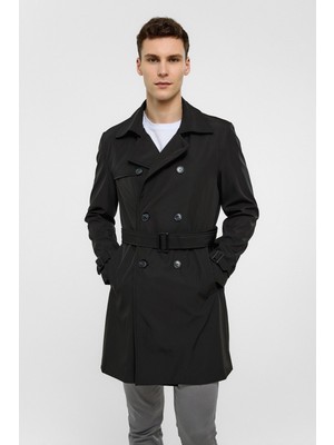 Siyah Regular Fit Trençkot