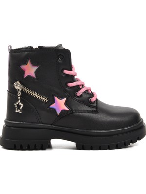 Walkway Pepino 1525 P Siyah-Pembe Içi Polarlı Kız Çocuk Bot