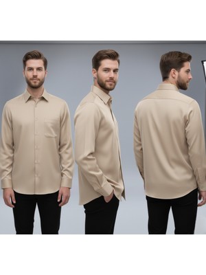 Secret Touch Erkek Geniş Kalıp Klasik Uzun Kollu Poplin Gömlek