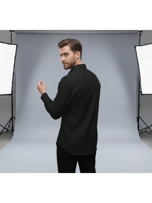 Secret Touch Erkek Geniş Kalıp Klasik Uzun Kollu Poplin Gömlek