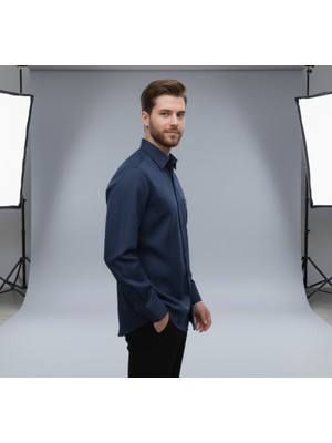 Secret Touch Erkek Geniş Kalıp Klasik Uzun Kollu Poplin Gömlek