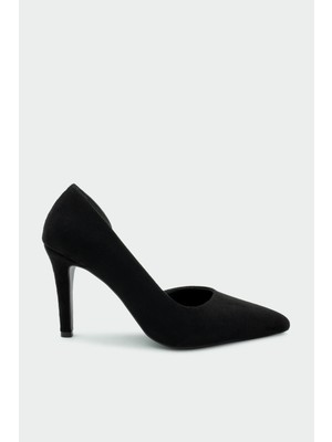 Laminta Shia Siyah Süet  Topuklu Ayakkabı