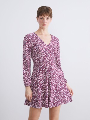 Lc Waikiki Yeni Sezon V Yaka Çiçekli Mini Elbise