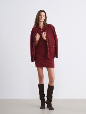 Lc Waikiki Yeni Sezon Polo Yaka Dokulu Triko Mini Elbise