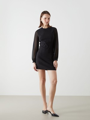 Lc Waikiki Yeni Sezon Bisiklet Yaka Düz Poplin Elbise