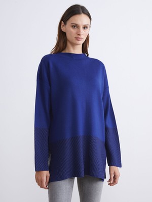 Lc Waikiki Yeni Sezon Kayık Yaka Desenli Kadın Triko Tunik