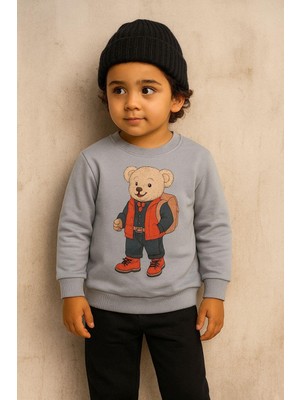 Katia & Bony Çocuk Teddy Baskılı Eşofman Takımı Gri