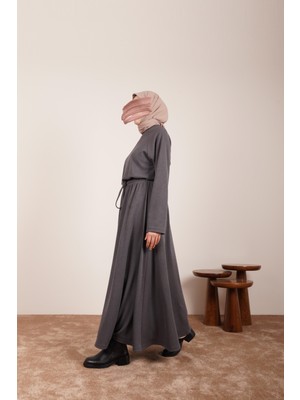 Ande Tesettür Triko Etekli Takım - Antrasit