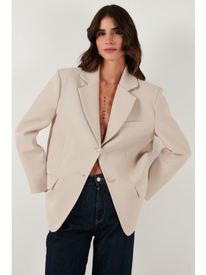 Lela Regular Fit Ceket Yaka Düğmeli Blazer Ceket Bayan Ceket 6839562