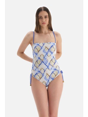 Dagi Yeşil - Mavi Straplez Bağcıklı Mayo