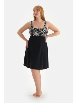 Dagi Beyaz-Siyah Korseli Toparlayıcı Elbiseli Mayo