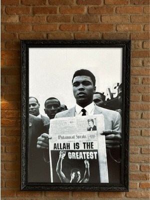 Muhammed Ali - Tarihi Kare – Inanç ve Güç Temalı Siyah-Beyaz Poster (Çerçeveli)