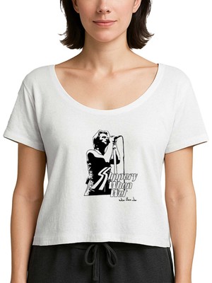 Z zepplin Bon Jovi Slippery When Wet Beyaz Kadın Tişört