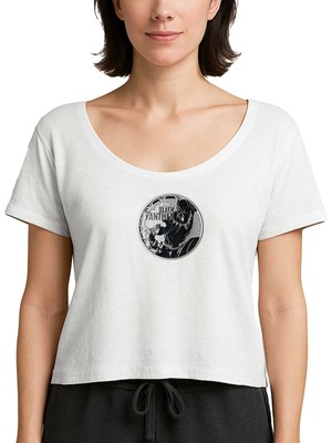 Zepplin Giyim Marvel Black Panter Circle Beyaz Kadın Tişört