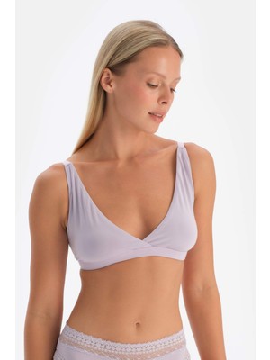 Dagi Lila Kruvaze Arkası Dantel Detaylı Üçgen Soft Bra