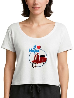 Z zepplin Vespa I Love Beyaz Kadın Tişört