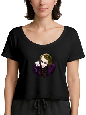 Z zepplin Joker Poker Card Siyah Kadın Tişört