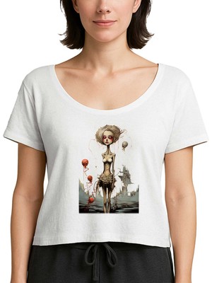 Z zepplin Cartoonish Outer Unhappiness Beyaz Kadın Tişört