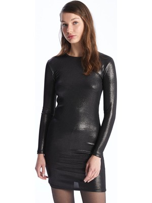 Lc Waikiki Yeni Sezon Bisiklet Yaka Parlak Görünümlü Kadın Bodycon Elbise