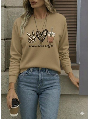 Mareandpanda Kadın Uzun Kollu Bisiklet Yaka Kalp Desenli Viskon Iki Iplik Bluz