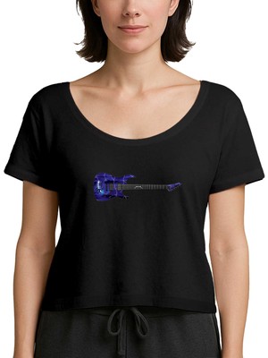 Z zepplin Metallica Ride The Lightning Guitar Siyah Kadın Tişört