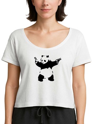 Z zepplin Panda Guns Beyaz Kadın Tişört