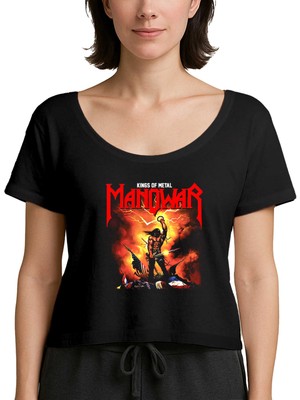 Z zepplin Manowar Kings Of Metal Siyah Kadın Tişört