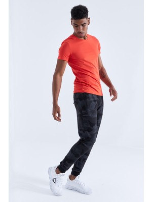 Tommy Life Siyah Kamuflaj Kamuflaj Desenli Dar Kalıp  Jogger Erkek Eşofman Alt - 84754