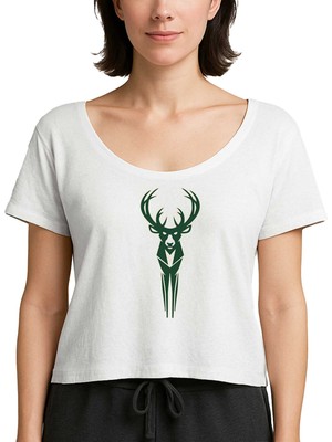 Z zepplin Milwaukee Bucks Logo Beyaz Kadın Tişört