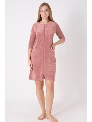 Intensive Collection Fermuarlı Dantel Detaylı Pamuklu Havlu Elbise