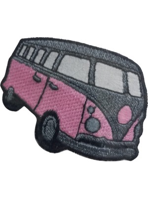 Aplike Ütü Ile Yapışan Otobüs Pembe-Gri Arma 4x2,5 cm