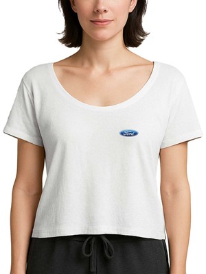 Z zepplin Ford Logo Beyaz Kadın Tişört