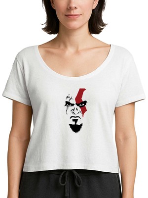 Z zepplin God Of War Kratos Face Beyaz Kadın Tişört