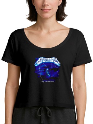 Z zepplin Metallica Ride The Lightning Siyah Kadın Tişört