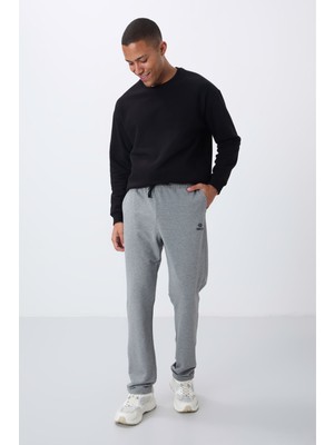Tommy Life Gri Melanj Bağcıklı Cepli Standart Kalıp Klasik Paça Erkek Eşofman Alt - 84682