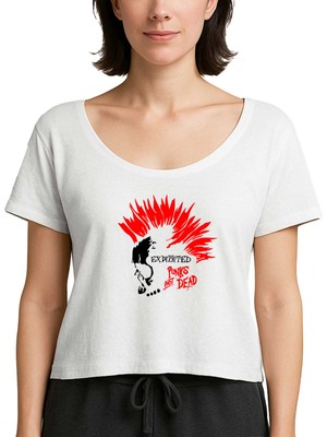 Z zepplin The Exploited Not Dead Punks Beyaz Kadın Tişört